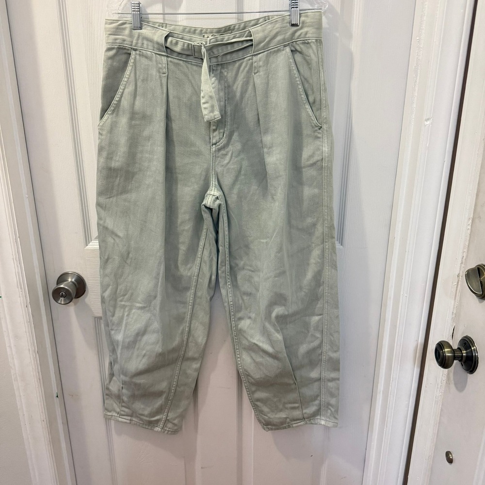 Free People Womens Size 30 High Rise Paloma Slouchy Jeans Wide Leg‎ Cropped Mint